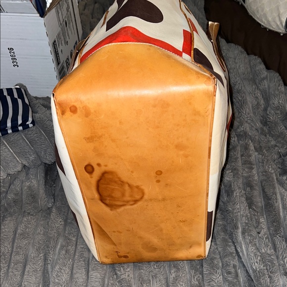 Bally Cream, Red, and Brown Geometric Tote - Picture 8 of 11